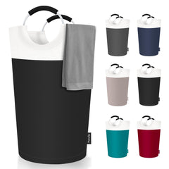 LilyFantasy 90L Laundry Basket Collapsible Laundry Hamper with Padded Handles Waterproof Laundry Bag Tall Clothes Hamper Stand Up Well Foldable Laundry Baskets for Easy Storage(Black)